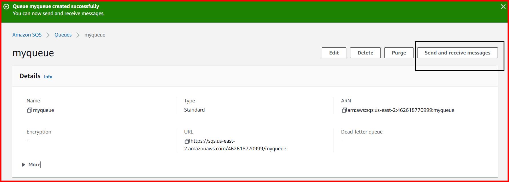 Picture showing the Send and receive messages button for getting and sending messages